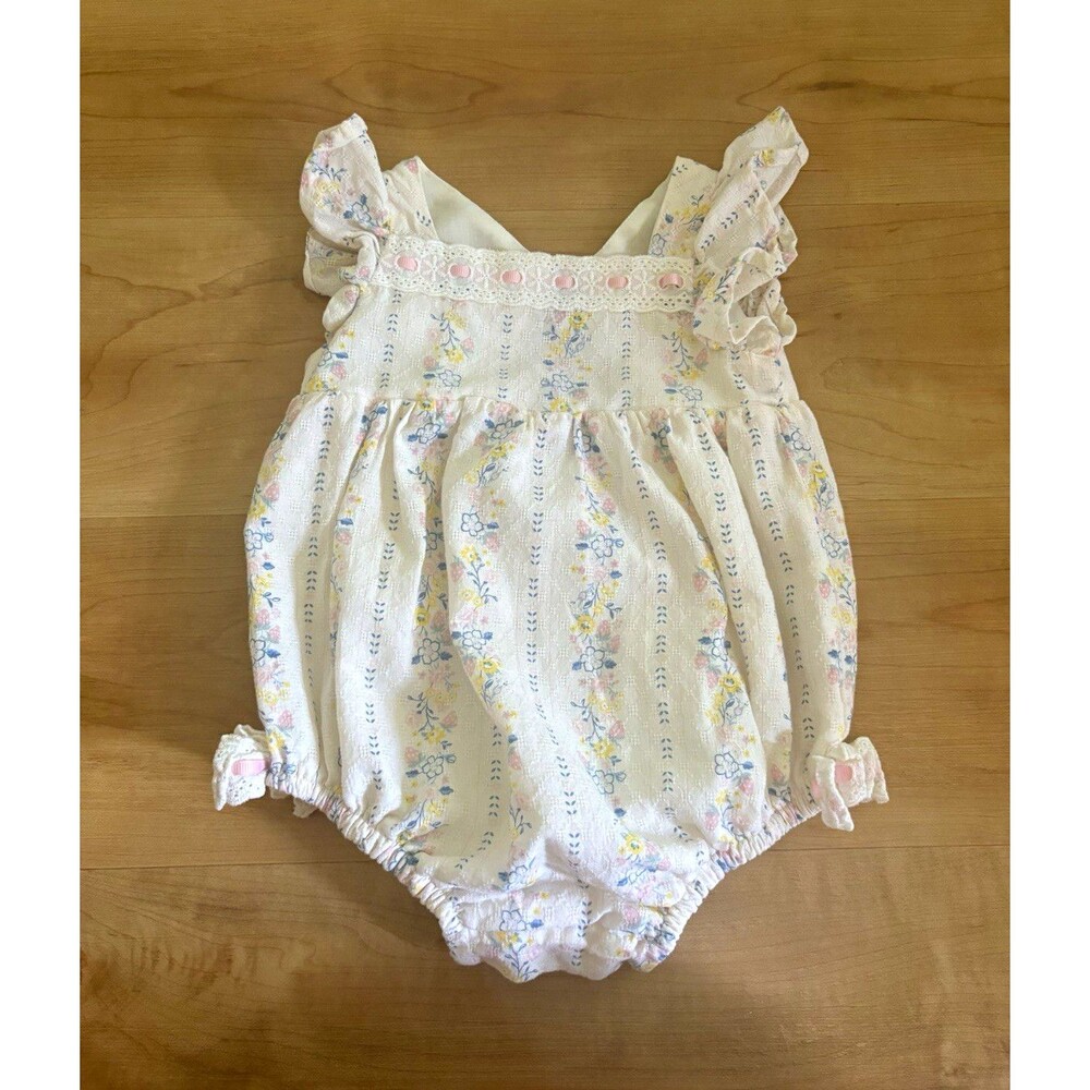 Tommy Bahama Baby Girls 6-9M Cotton Floral Knit Romper Sleeveless Lace